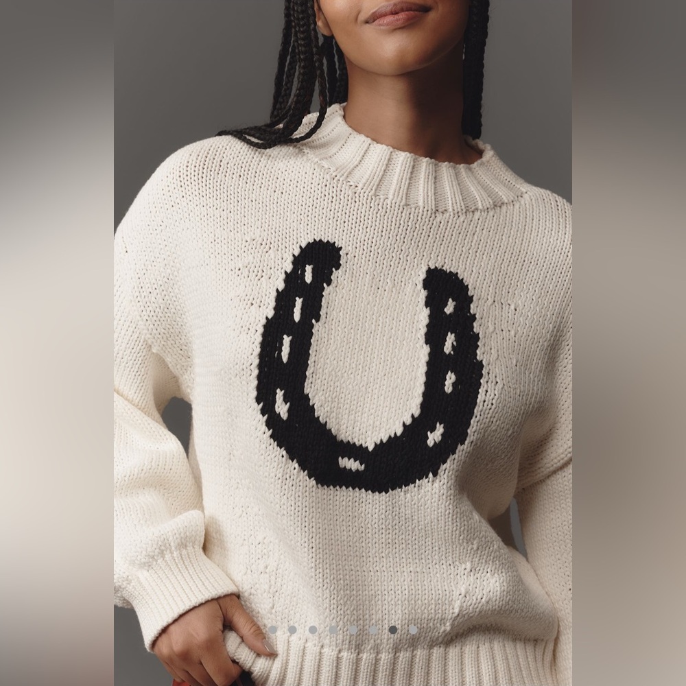 NWT Anthropologie The Pippa Mock Neck Sweater Maeve Icon Horseshoe equestrian 🐎 - Picture 7 of 10